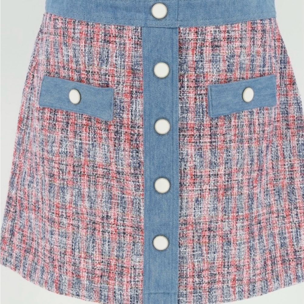 House of Harlow 1960 Pink and Blue A-Line Mini Skirt
